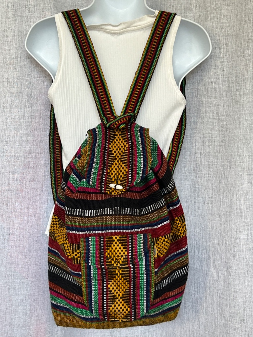 Pinzon Woven Boho Baja Backpack Multi Coloured Mexican Drawstring